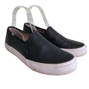 Keds Womens Double Decker Perforated Leather Sneakers Size 7.5 Black Dream Foam